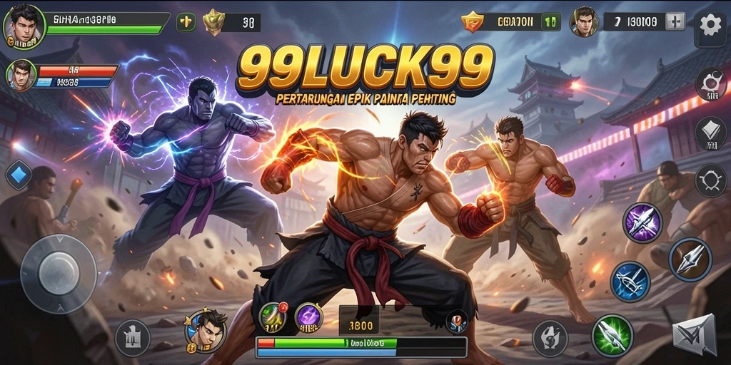 Gameplay 99LUCK99 menampilkan pertarungan antar karakter yang mendebarkan.