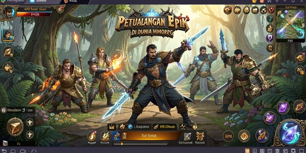 Tangkapan layar permainan API36 menunjukkan pertarungan epik antara karakter di dunia fantasi.