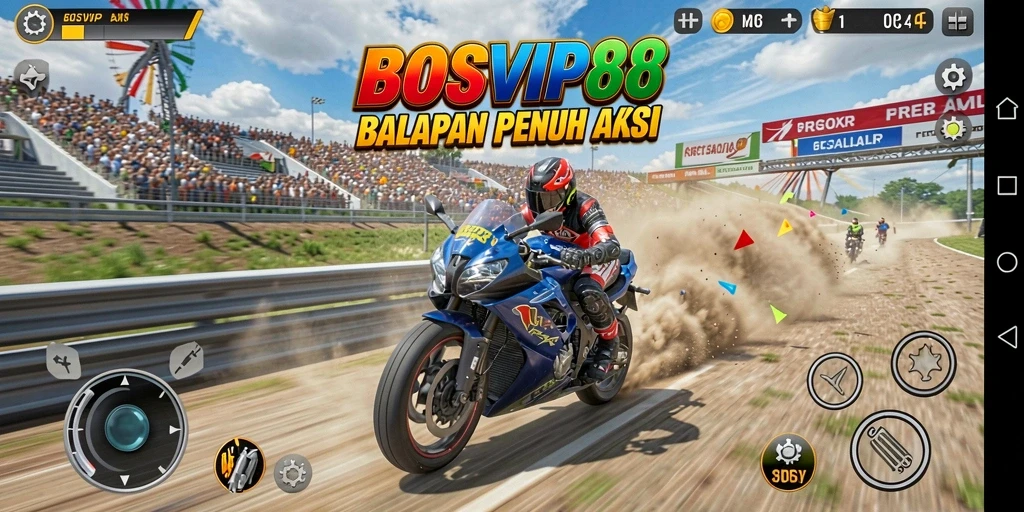 Gameplay mendebarkan dari BOSVIP88 saat berlomba di trek balap.
