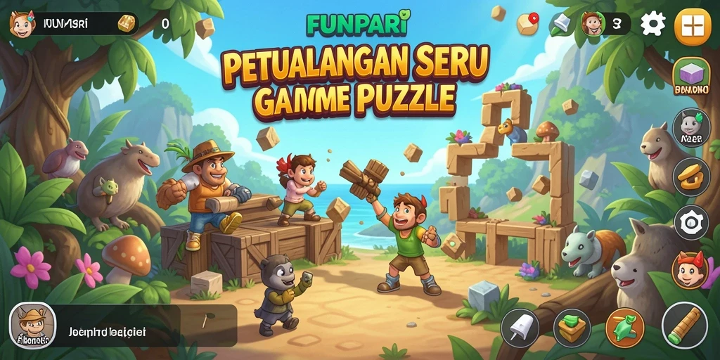 Screenshot gameplay FUNPARI menampilkan keseruan menyelesaikan teka-teki.