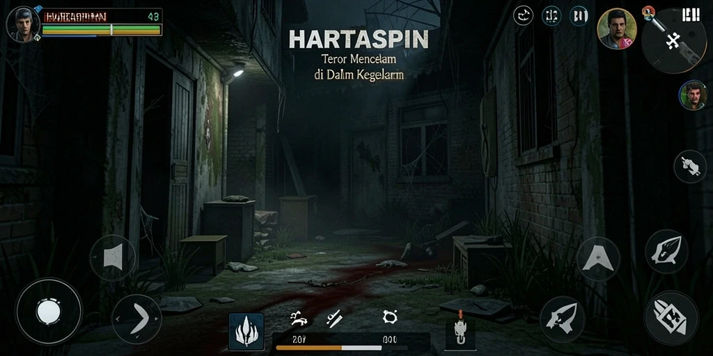 Tampilan mengerikan dari gameplay HARTASPIN yang penuh ketegangan.