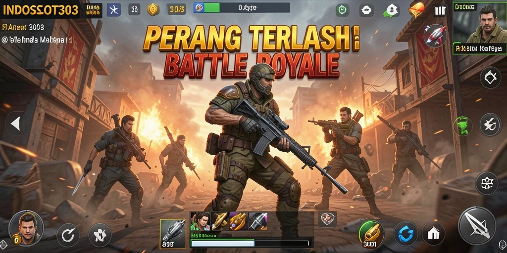 Screenshot gameplay INDOSLOT303 yang memperlihatkan aksi Battle Royale yang mendebarkan.