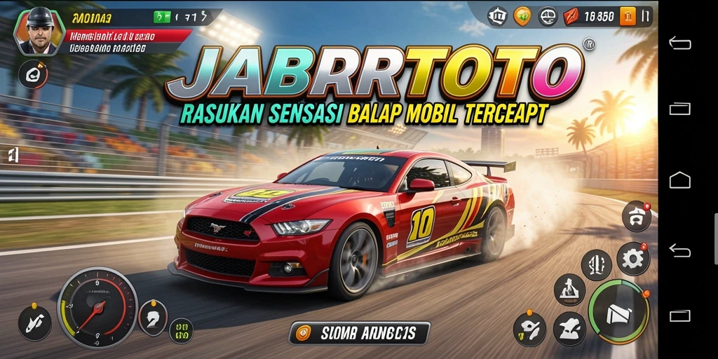 Screenshot gameplay JABARTOTO menampilkan aksi balap yang menegangkan.