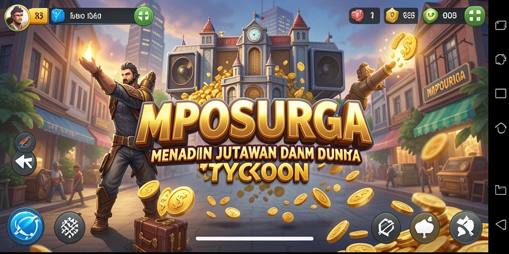 Tampilan gameplay yang menarik di dalam MPOSURGA, menampilkan aktivitas bisnis.