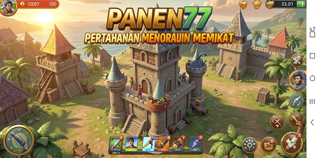 Tampilan gameplay menara yang strategis dan seru di PANEN77.