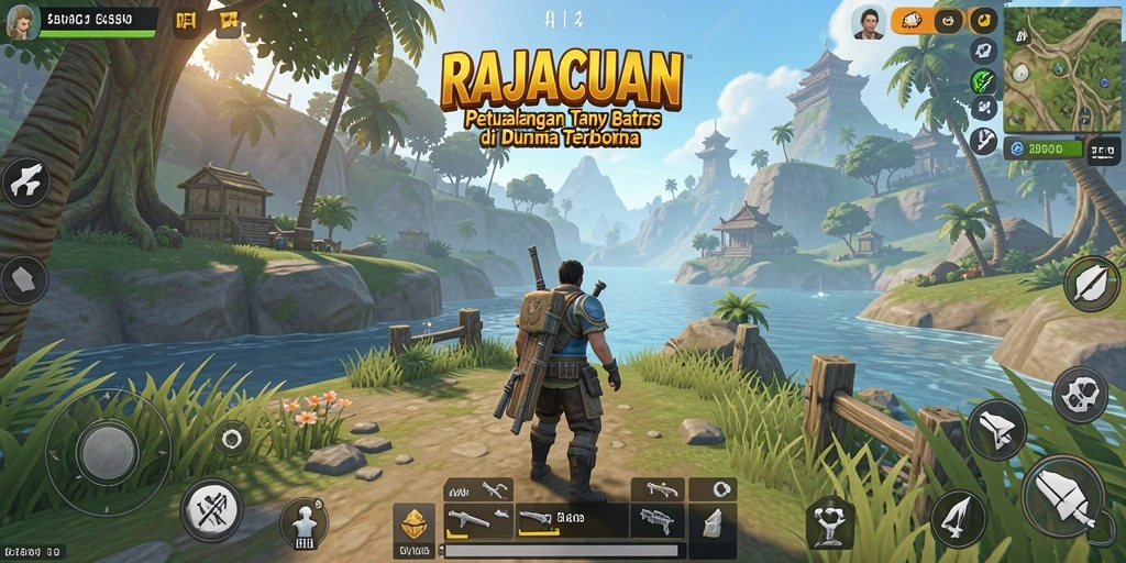 Screenshot utama RAJACUAN menampilkan dunia terbuka yang menakjubkan.