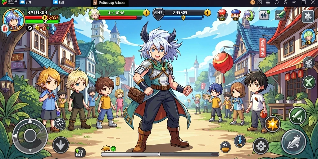 Tampilan gameplay seru dalam dunia Anime yang penuh warna.