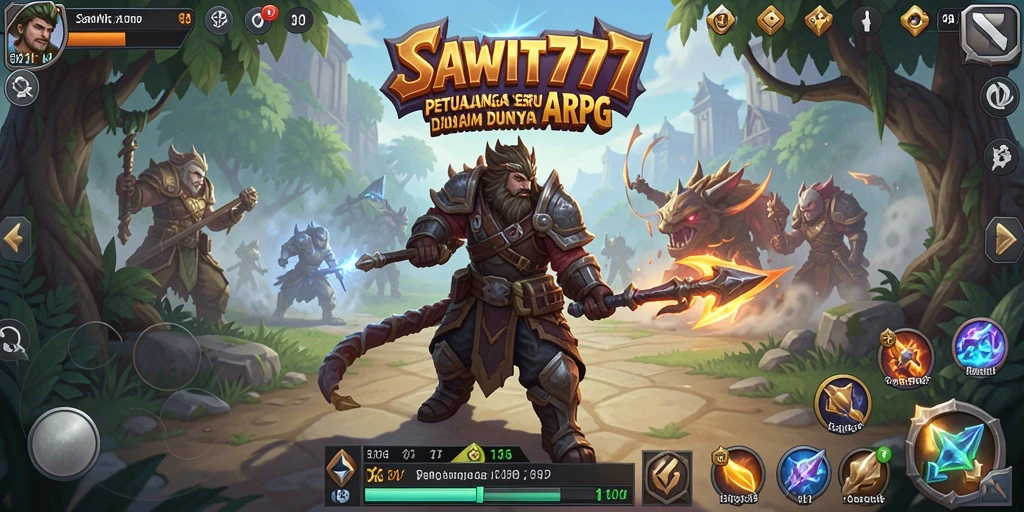 Screenshot utama SAWIT777 menampilkan aksi pertarungan epik di dunia ARPG.