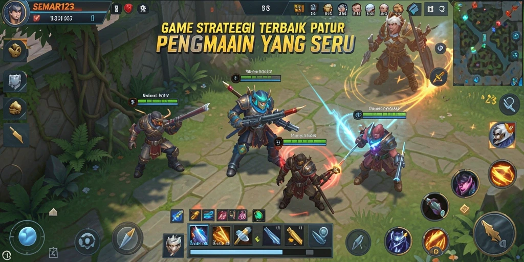 Tangkapan layar gameplay SEMAR123 yang menampilkan pertempuran strategis intens.