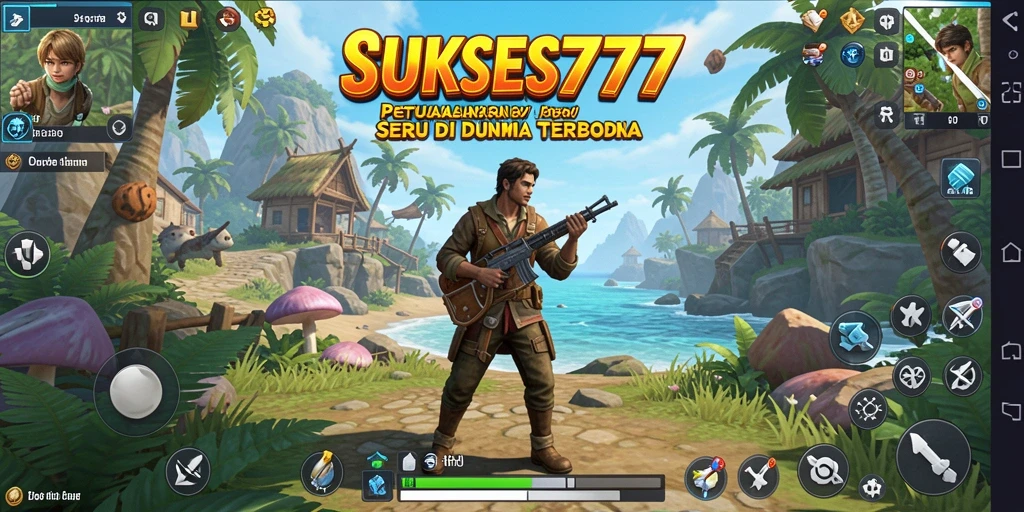 Screenshot utama menampilkan gameplay menjelajahi dunia terbuka yang luas.