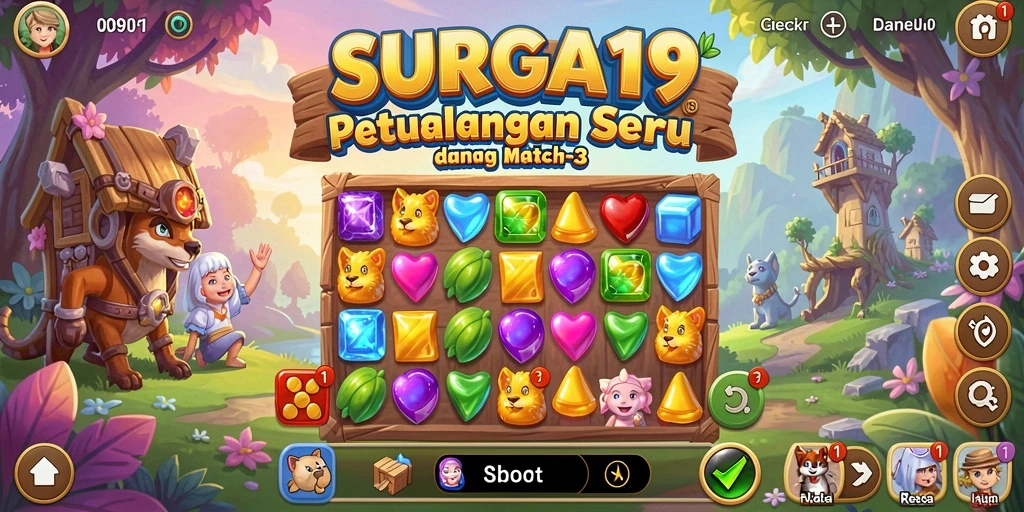 Tampilan gameplay seru dalam permainan Match-3 yang menantang.