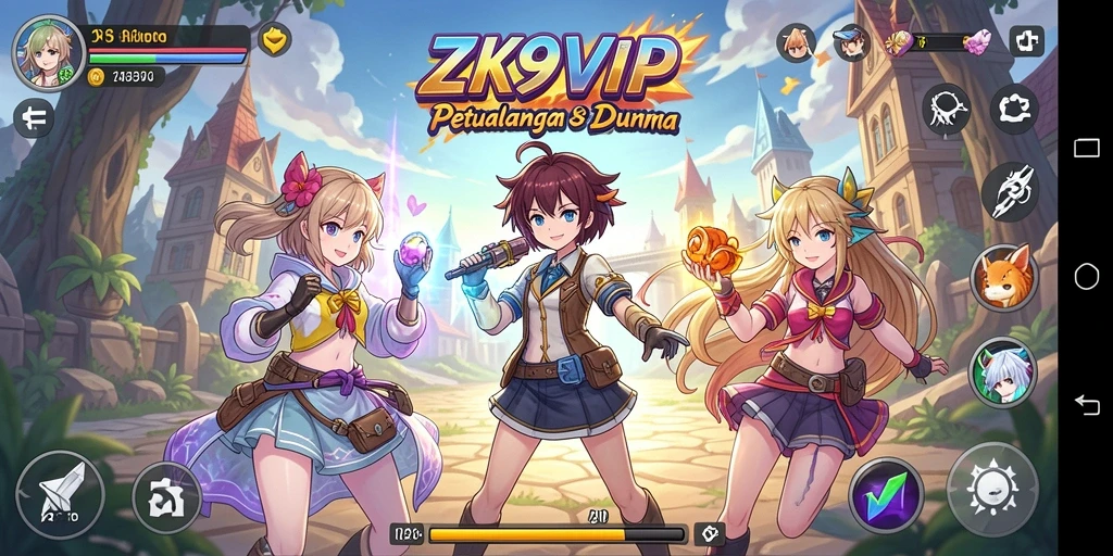 Screenshot gameplay ZK9VIP menampilkan karakter anime dalam aksi seru.